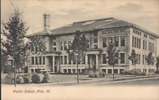 antique     POLO      Illinois IL   Public School   postcard picture