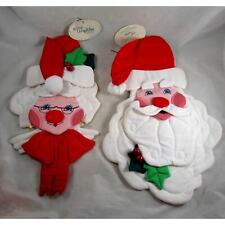 Angelitos Santa Mrs Claus Hand Made Soft Sculpt Wall Hangings Vintage 1991 picture
