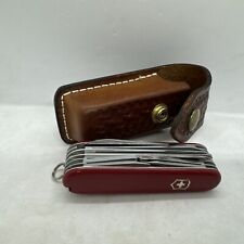 VINTAGE VICTORINOX SWISS ARMY KNIFE  OFFICER SUISSE ROSTFREI W/ Leather Case picture