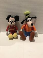 Vint. Disney Mickey Mouse Race Car Driver #28 & Goofy Stuffed Animal Plush Toys picture