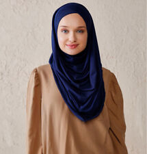 Modefa Turkish Islamic Instant Criss-Cross Hoodie Jersey Hijab Shawl – Navy Blue picture