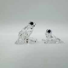 Swarovski Crystal Pair Frogs Figurines Set 2 Pieces Austria 1in Jumping Eyes Set picture
