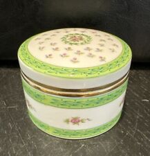 Vintage Lefton China Trinket Box For Lund’s Lites  *No Candle* Green Pink Roses picture