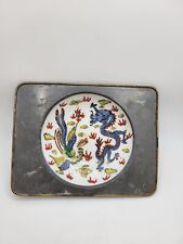 Antique Japenese Porcelain Ware Preserved In Steel Handpainted Dancing Dragons picture