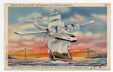 Linen Postcard,Arrival of the Clippers, The Golden Gate, San Francisco,Calif. picture