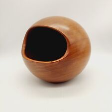 Vtg Signed/MarkedSowe Konst Sweden Teak Wood Orb Sphere Nut Dish Modern Design picture