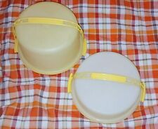 Vintage Tupperware Set of Pie and Cake Keepers w/Carrying Handles Harvest Gold picture