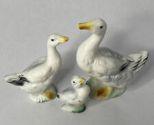 Miniature Bone China Ducks set of 3 Family Group black white picture