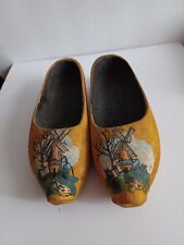 Vintage Dutch Wooden Shoes Clogs Handcarved, Handpainted Windmills picture