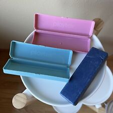 Vintage Playtex Tampax Tampon PMS Travel Case Holders Set Of 3 Blue Pink *FLAW picture
