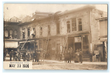 1906 Waterbury CT Store Front Main St Fire Disaster Truck Ladder picture