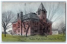 c1910 Public High School Building Tower Side View Wapello Iowa Antique Postcard picture