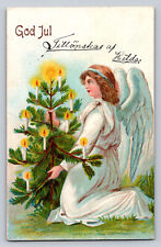 c1905 Angel Carrying Tee Lit  Candles  Christmas  P812 picture
