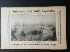 Original 1896 print ad WASON MANUFACTURING railroad cars factory picture GC FISK picture