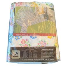 Vintage Double Bed Fitted Sheet Floral Flowers Cotton Blend No Iron BIBB picture