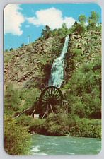 Waterfall and Water Wheel Clear Creek Idaho Springs Colorado Vintage Postcard picture