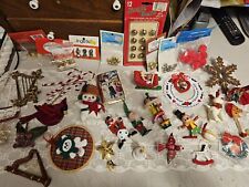 Lot Of Vintage Christmas Ornaments Craft Supplies Jingle Bells Candy Canes More picture