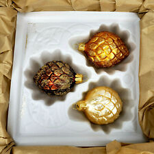 3 RETRO Handmade Traditional Czech Glass Christmas Ornaments Pine Cones 3