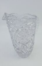 Vintage Clear Saw tooth Cut Top Crystal pitcher Flowers Floral 7.5
