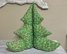 Vintage Stuffed Fabric Christmas Tree 3-D. Holly Print Fabric Handmade Holidays picture