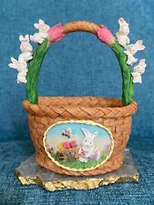 Ceramic Easter Basket Bunny Hand Painted picture