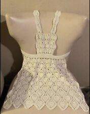 Antique Ivory Color Hand Crocheted French Maid's Apron Fabulous Grannycore picture