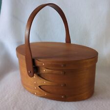 MCM Shaker Style Cherry Wood Copper Oval Box w/ Handle and Lid by RJ Monroe picture