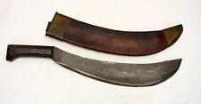 US WWI WWII Collins No. 1005 Engineer Bolo Machete Horn Handle W/ Leather Sheath picture