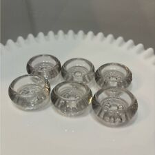 Six individual antique salts… glass, no markings possibly Fenton. No spoons picture