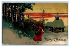 1914 Christmas Santa Claus Germany Toys Snow Winter Brooklyn Indiana Postcard picture