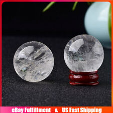 50mm Natural Clear Quartz Crystal Sphere Chakra Healing Stone Orb Ball W/ Stand picture