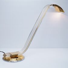 Arredoluce Modernist Lucite Brass Table Lamp 1970s Italian Swan Neck - Profili? picture