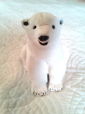 Vtg Small Polar Bear Clay Sculpture Statue Handmade Signed 3.5