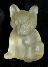 Delightful Antique Czech Frosted Glass French Bulldog Charm, No Collar c1900 picture