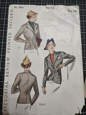 Vintage 1940's pictorial review ladies jacket sewing pattern #8664/Size 34 Bust picture