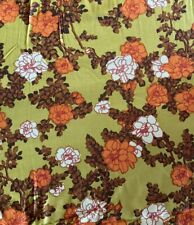 50s Vintage Exquisite Silk Floral Fabric W35”xL3.3Yd Orange Brown Beige Marigold picture