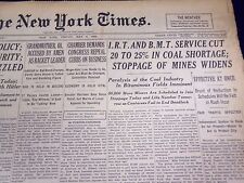 1939 MAY 5 NEW YORK TIMES - I. R. T & B. M. T SERVICE CUT COAL SHORTAGE - NT 587 picture