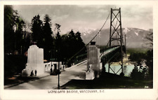 Real Photo Lion's Gate Bridge Vancouver British Columbia Canada Vintage Postcard picture