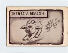 Postcard There's A Reason with Puppies Running Comic Art Print picture
