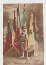 La Marseillaise Patriotic Boy with Flags World War One Postcard picture