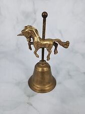 Vintage Solid Brass Carousel Horse On Bell 6