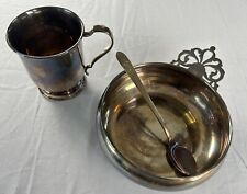 Vintage Lunt Sterling Silver  Cup + Spoon + Bowl Lot Of 3 - ENGRAVED picture