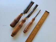 Lot of 3 Buck Bros crank-neck paring patternmakers chisels, 1-1/4