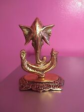 Vintage Ganesh Gold Painted Metal Idol Statue picture