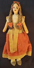 Vintage Cloth Doll Woman Spanish Folk Dress Handmade Mexico Collectible RARE picture