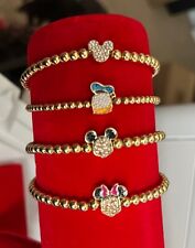 Lot 4 BaubleBar Disney X Mickey Minnie Donald Pisa Bracelet Gold Beads Stackable picture