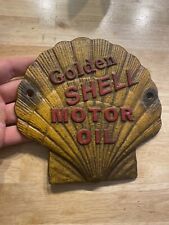 Shell Plaque Motor Oil Metal Cast Iron Patina Sign Coal 1+LB Gas Auto Collector picture