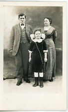 Young Girl Huge Hair Bow Family Mom Dad 1890s? Vintage Real Photo Postcard RPPC picture
