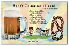 1934 Beer Pretzel This Is No Bull Milwaukee Wisconsin WI Vintage Postcard picture