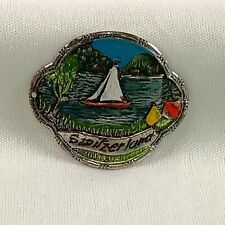 Switzerland Walking Stick Badge Hiking Sailboat Camping Mountains Hand Painted picture